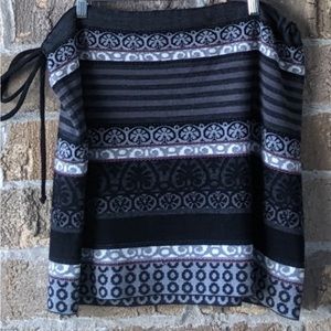 Icelandic Design Fair Isle Knit Wool Skirt Tie Waist Size Large
